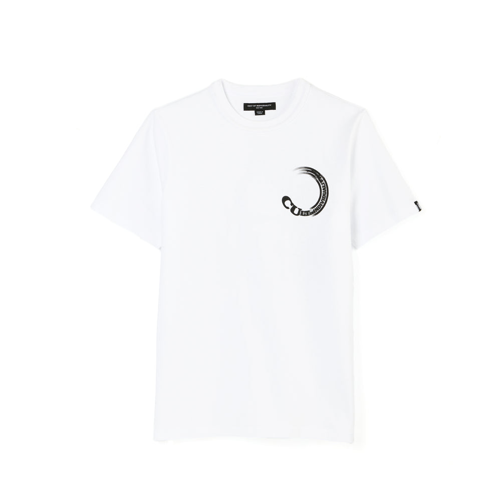 Cult's Short Sleeve Crew Neck Tee "Gradient Logo" in White