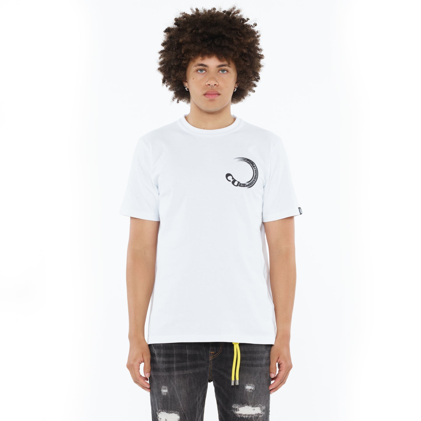 Cult's Short Sleeve Crew Neck Tee "Gradient Logo" in White