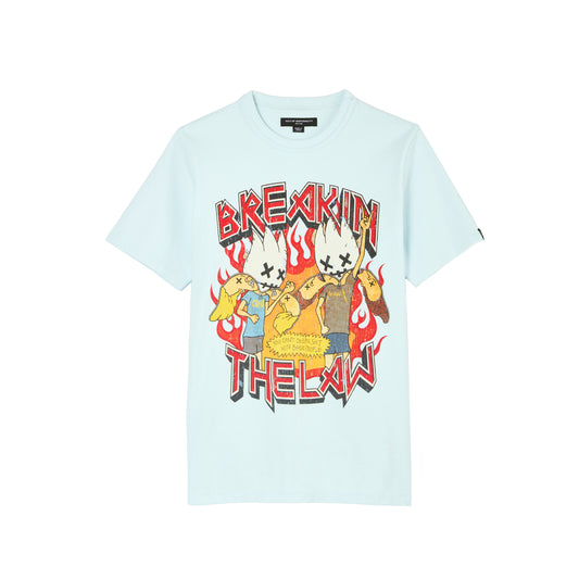 Cult's Short Sleeve Crew Neck Tee "Breaking The Law" in Powder Blue