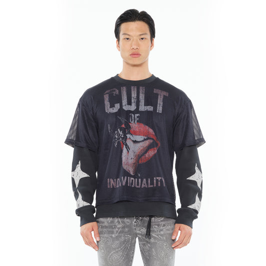 Cult's Long Sleeve Thermal With Mesh Shirt in Steel