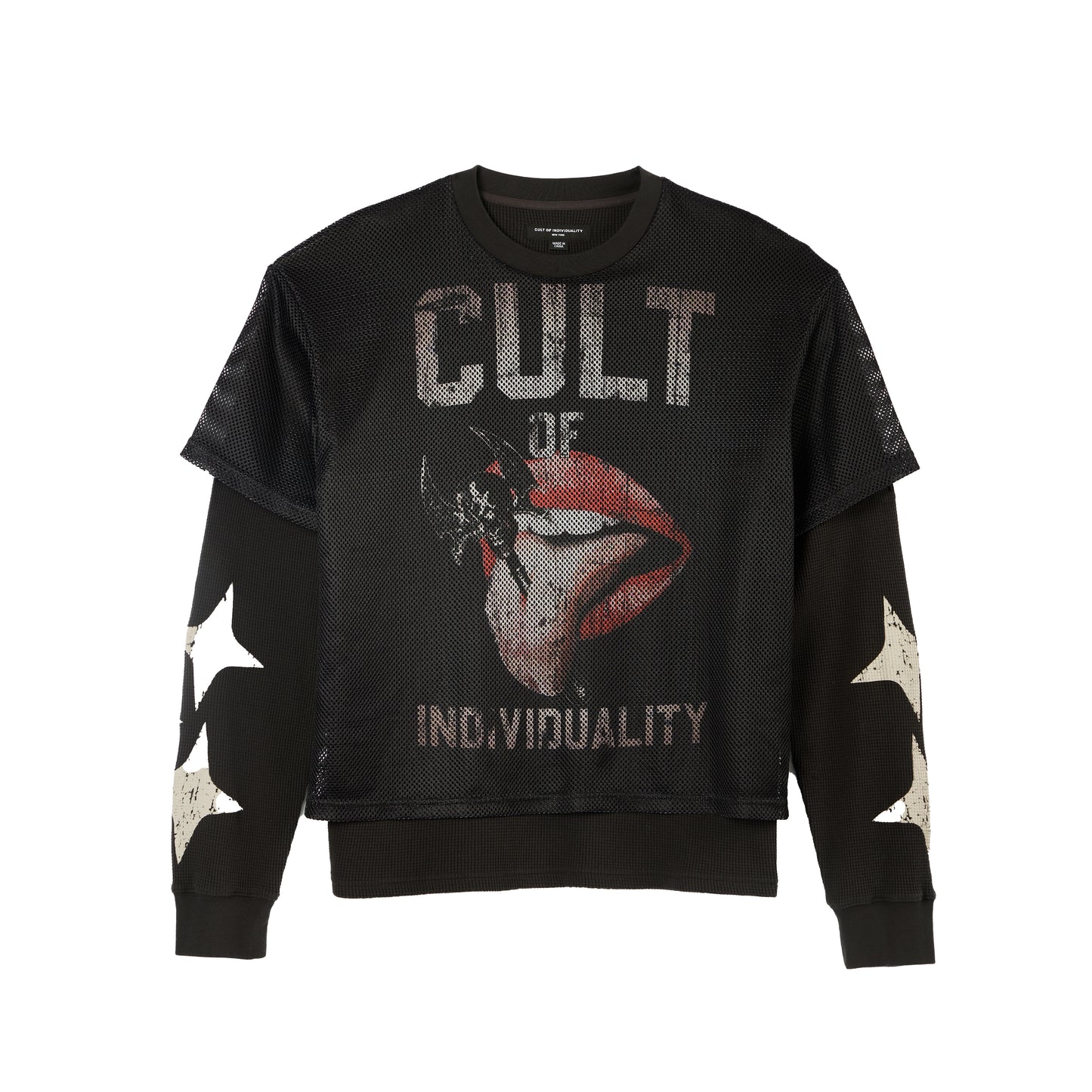 Cult's Long Sleeve Thermal With Mesh Shirt in Steel