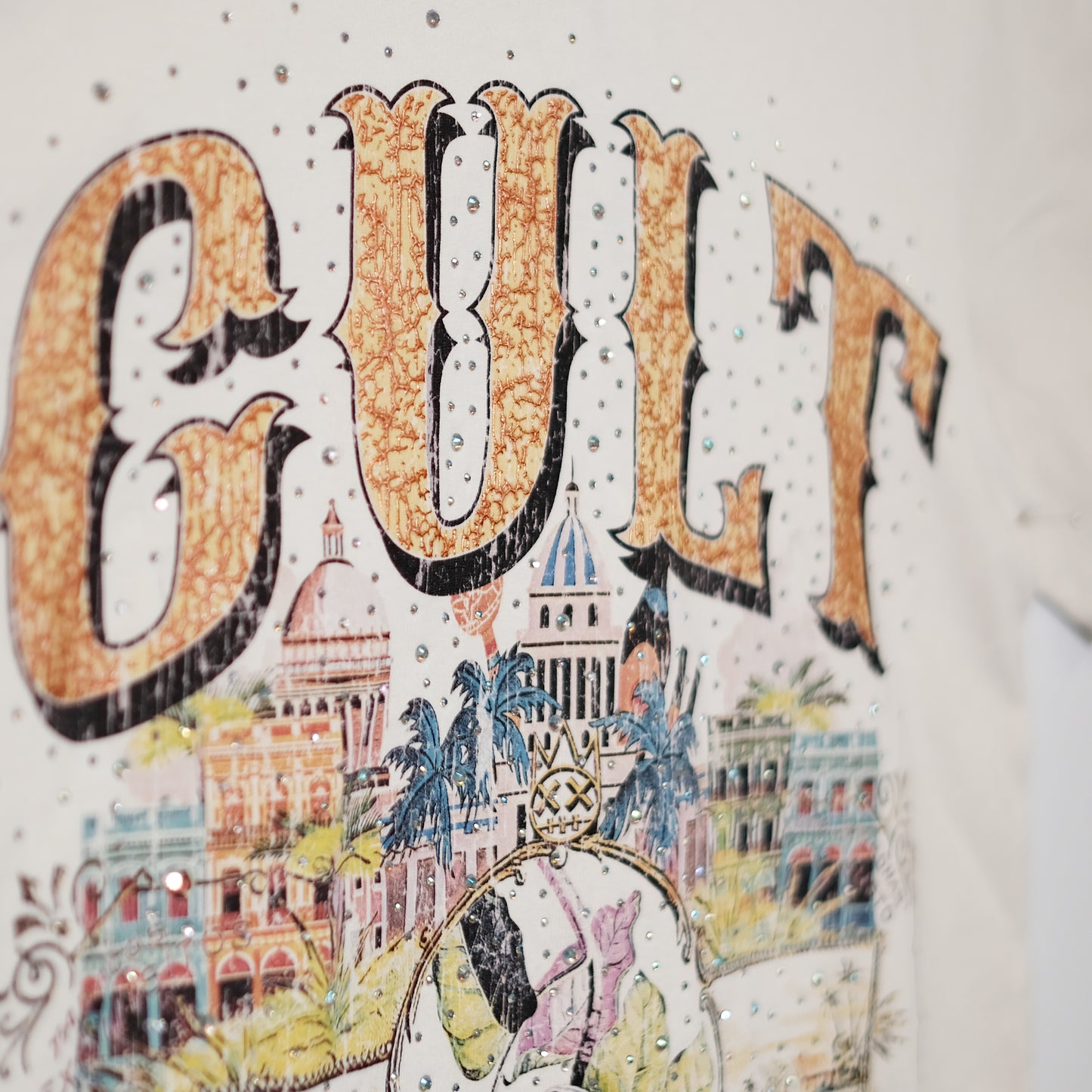 Cult's Crystallized Limited Edition Heavyweight Short Sleeve Crew Neck Tee "Cuba" in Winter White
