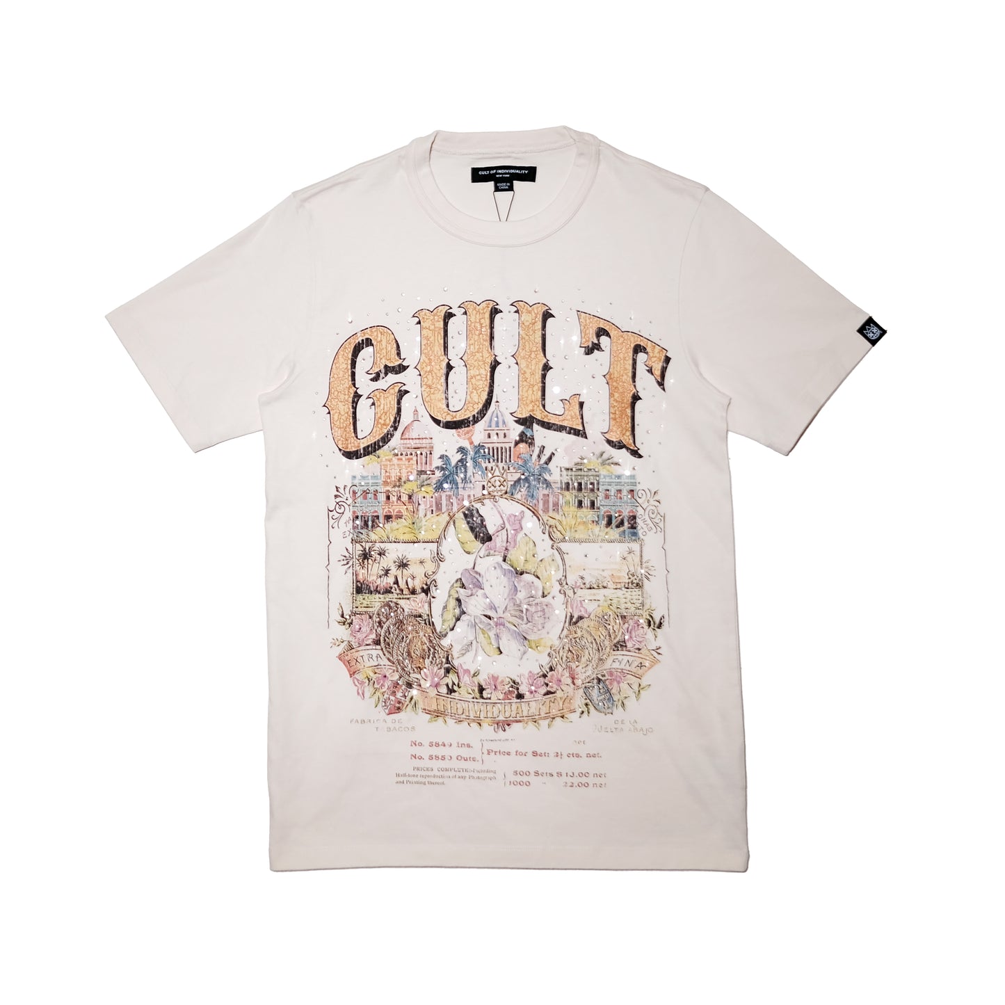 Cult's Crystallized Limited Edition Heavyweight Short Sleeve Crew Neck Tee "Cuba" in Winter White