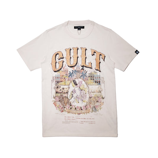 Cult's Crystallized Limited Edition Heavyweight Short Sleeve Crew Neck Tee "Cuba" in Winter White