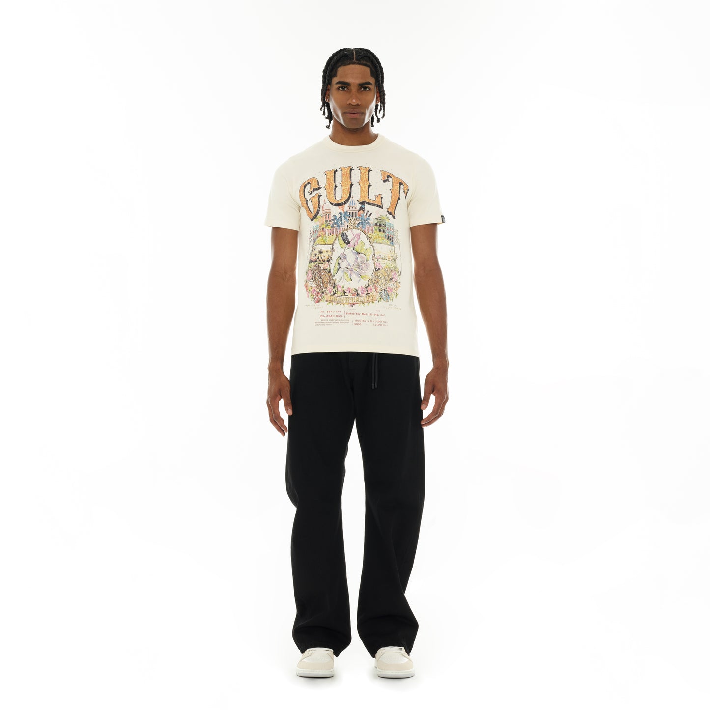 Cult's Crystallized Limited Edition Heavyweight Short Sleeve Crew Neck Tee "Cuba" in Winter White