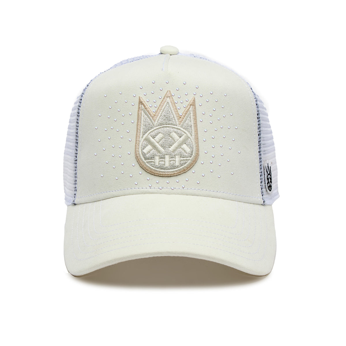 Cult's Crystallized Limited Edition Clean Logo Mesh Back Trucker Hat in Winter White