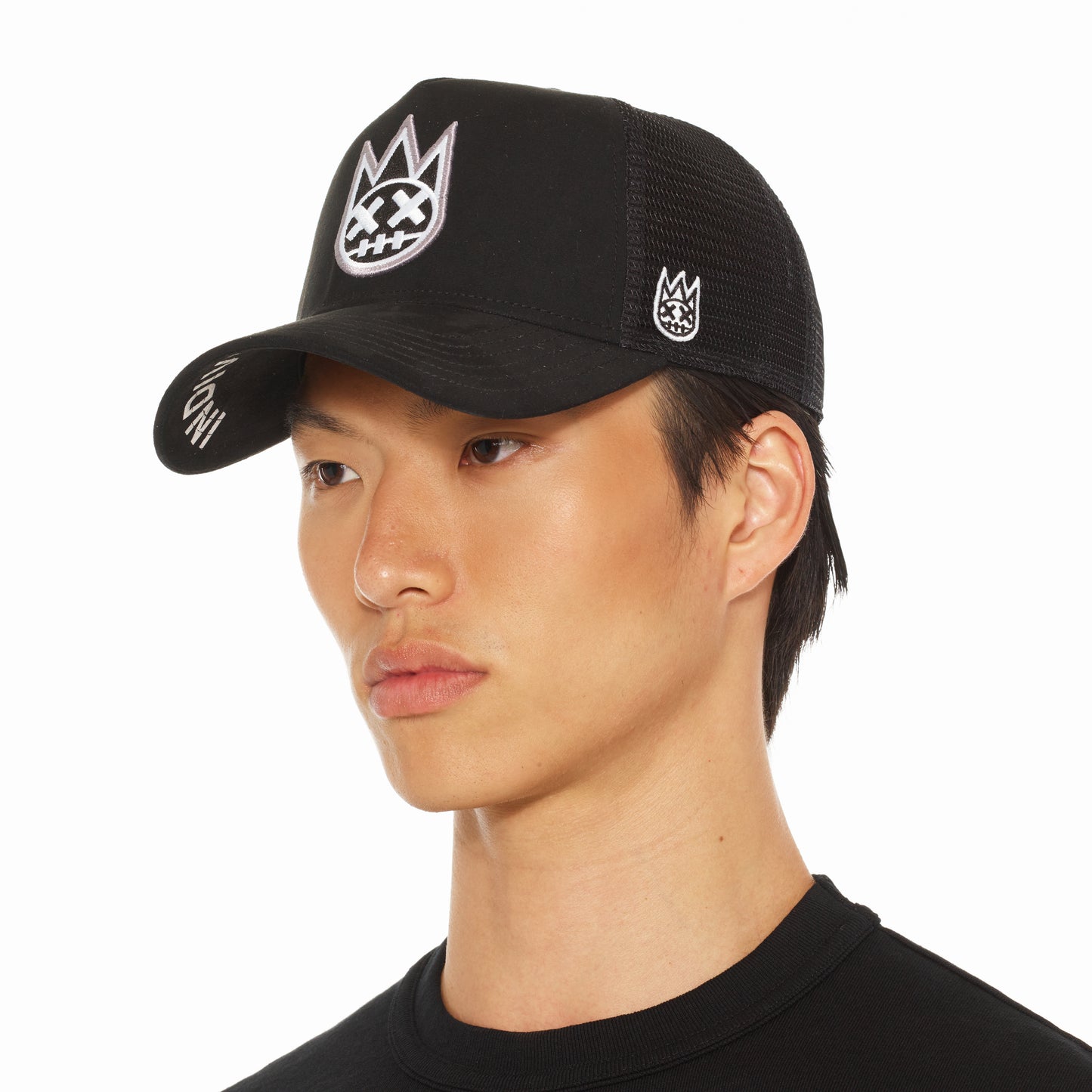 Cult's Clean Logo Mesh Back Trucker Hat in Black