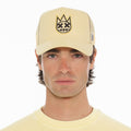 Cult's Clean Logo Mesh Back Trucker Hat in Banana