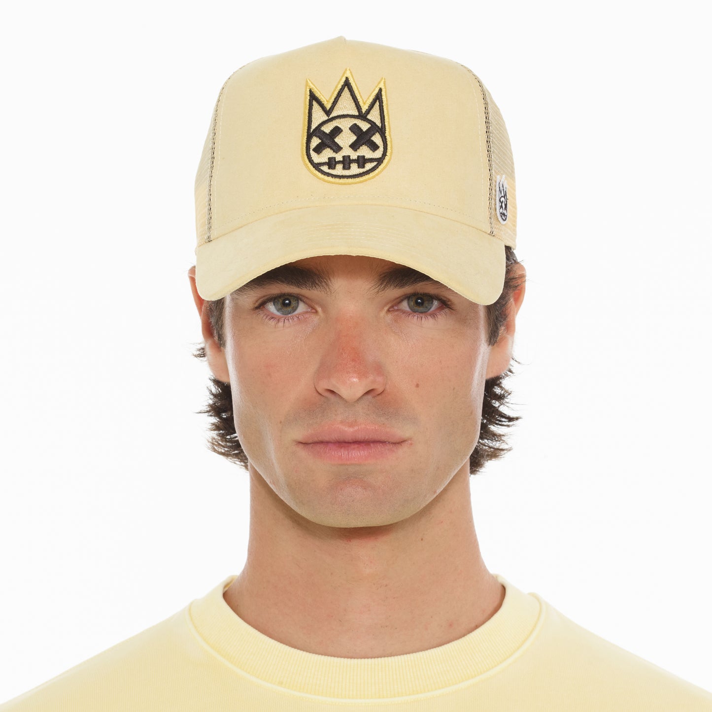 Cult's Clean Logo Mesh Back Trucker Hat in Banana