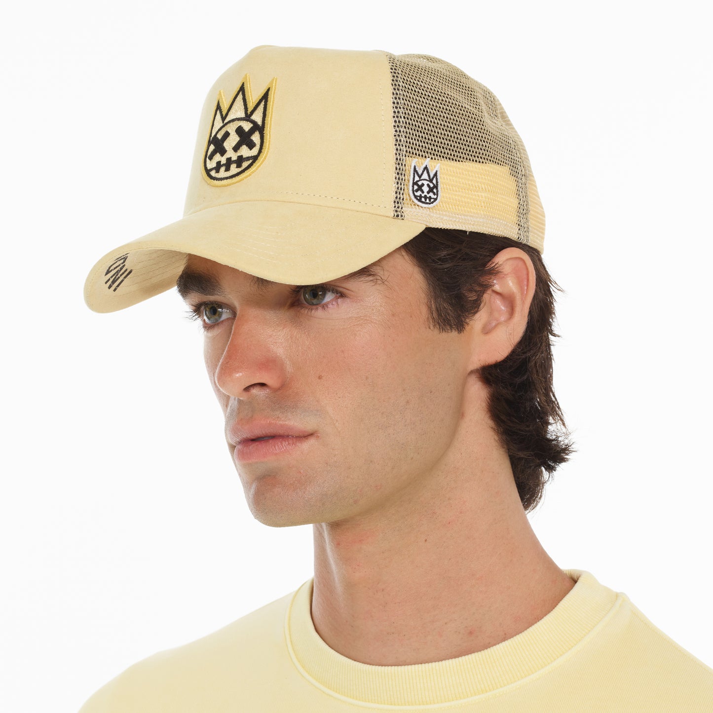 Cult's Clean Logo Mesh Back Trucker Hat in Banana