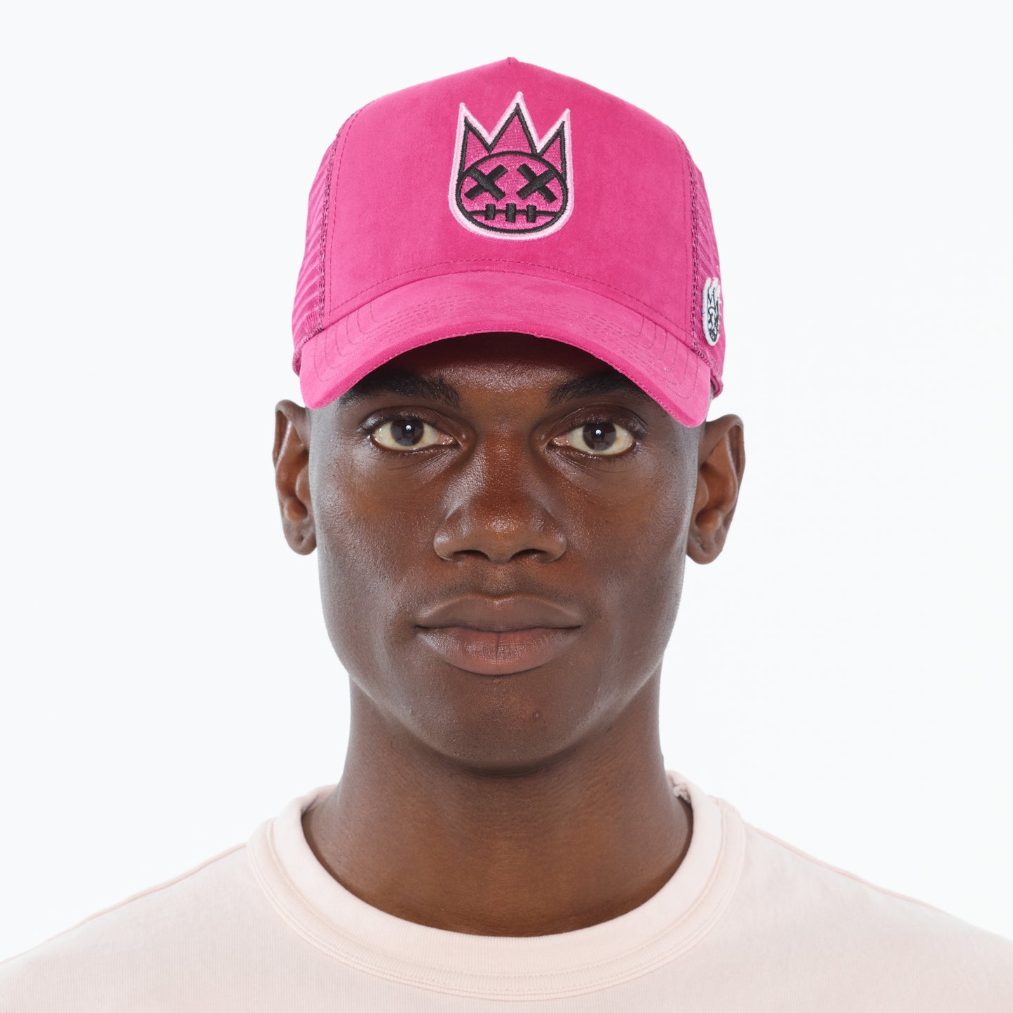 Cult's Clean Logo Mesh Back Trucker Hat in Magenta