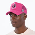 Cult's Clean Logo Mesh Back Trucker Hat in Magenta