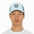 Cult's Clean Logo Mesh Back Trucker Hat in Powder Blue