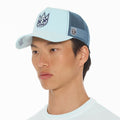 Cult's Clean Logo Mesh Back Trucker Hat in Powder Blue