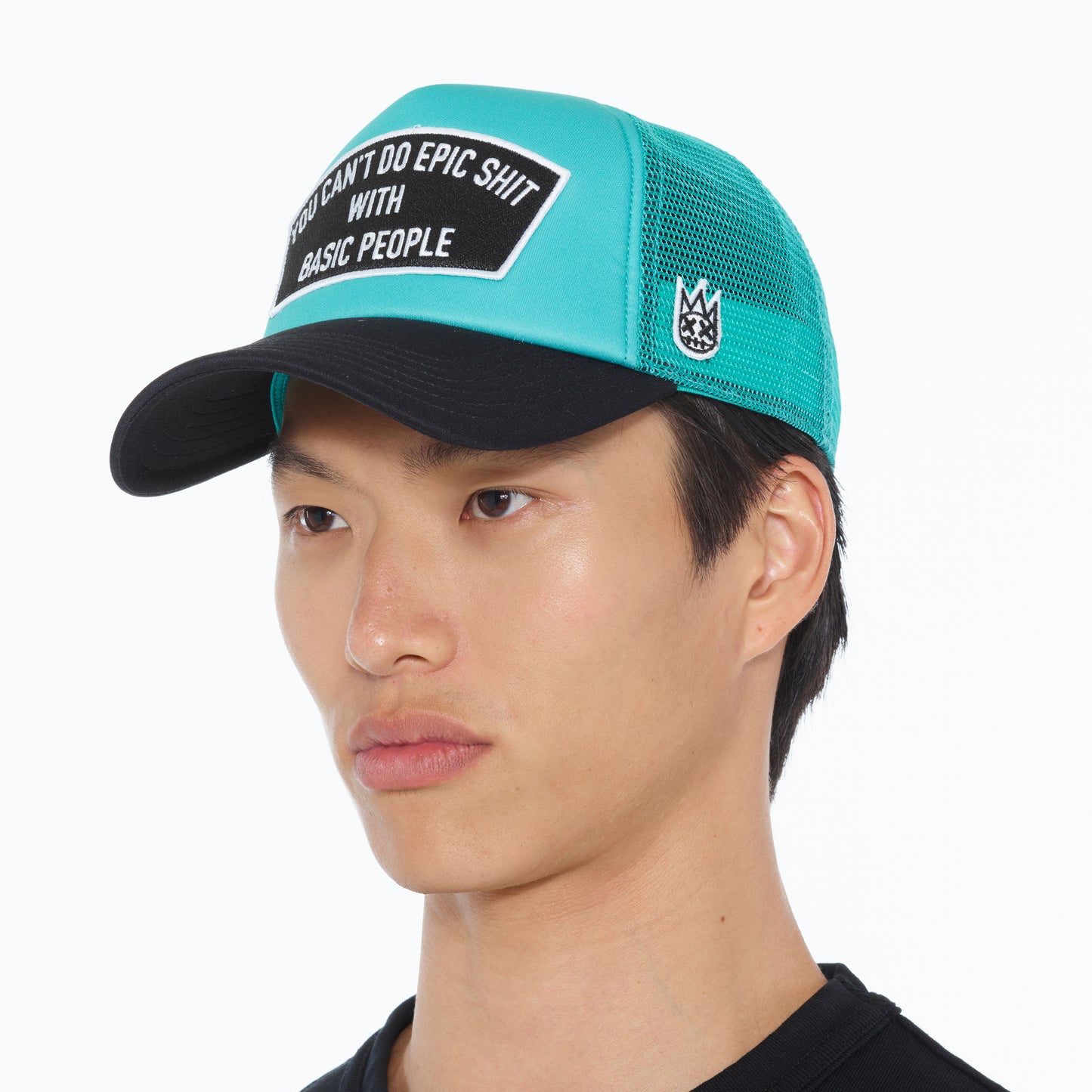 Cult's "Cant Do Epic Shit" Mesh Back Trucker Hat in Teal