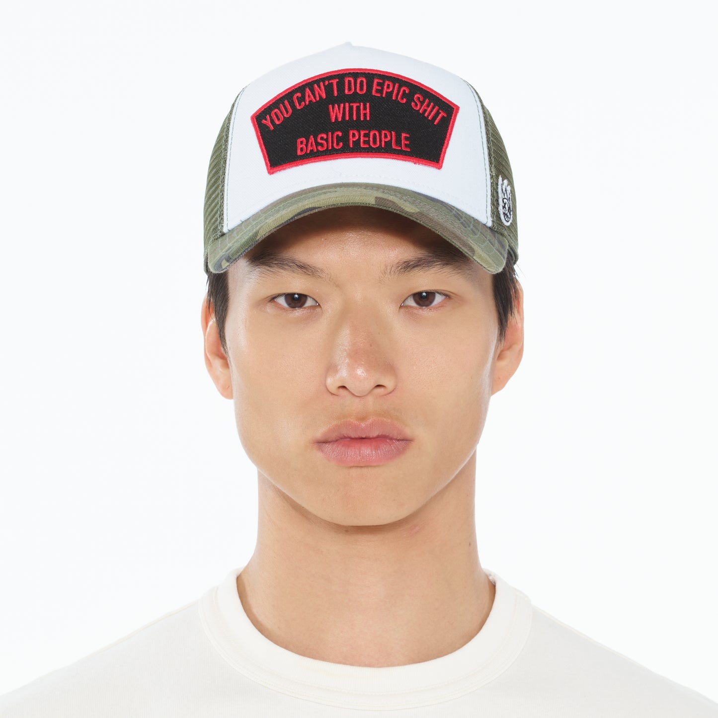 Cult's "Cant Do Epic Shit" Mesh Back Trucker Hat in White