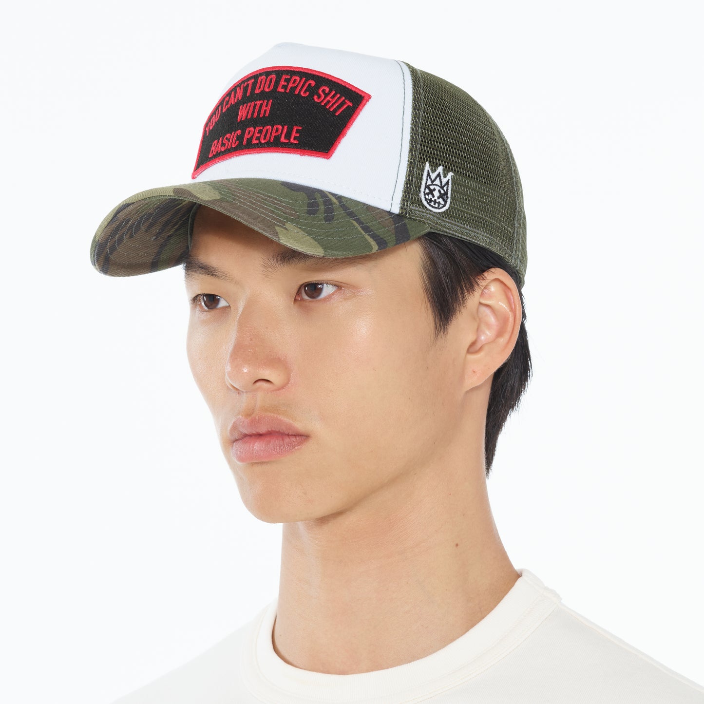 Cult's "Cant Do Epic Shit" Mesh Back Trucker Hat in White