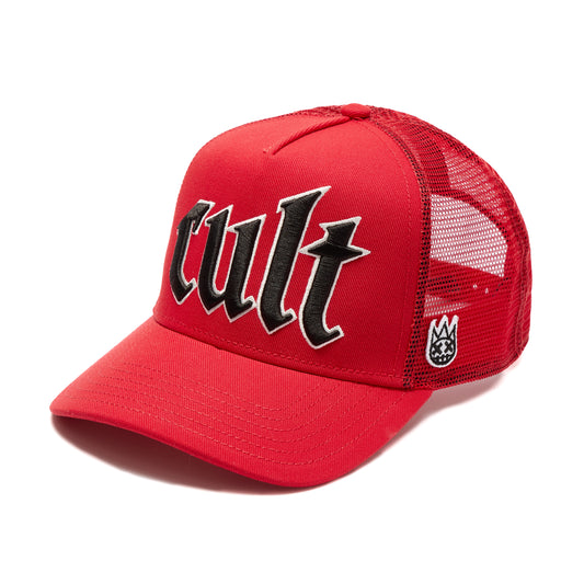 Cult's Old English Cult Logo Hat in High Risk Red