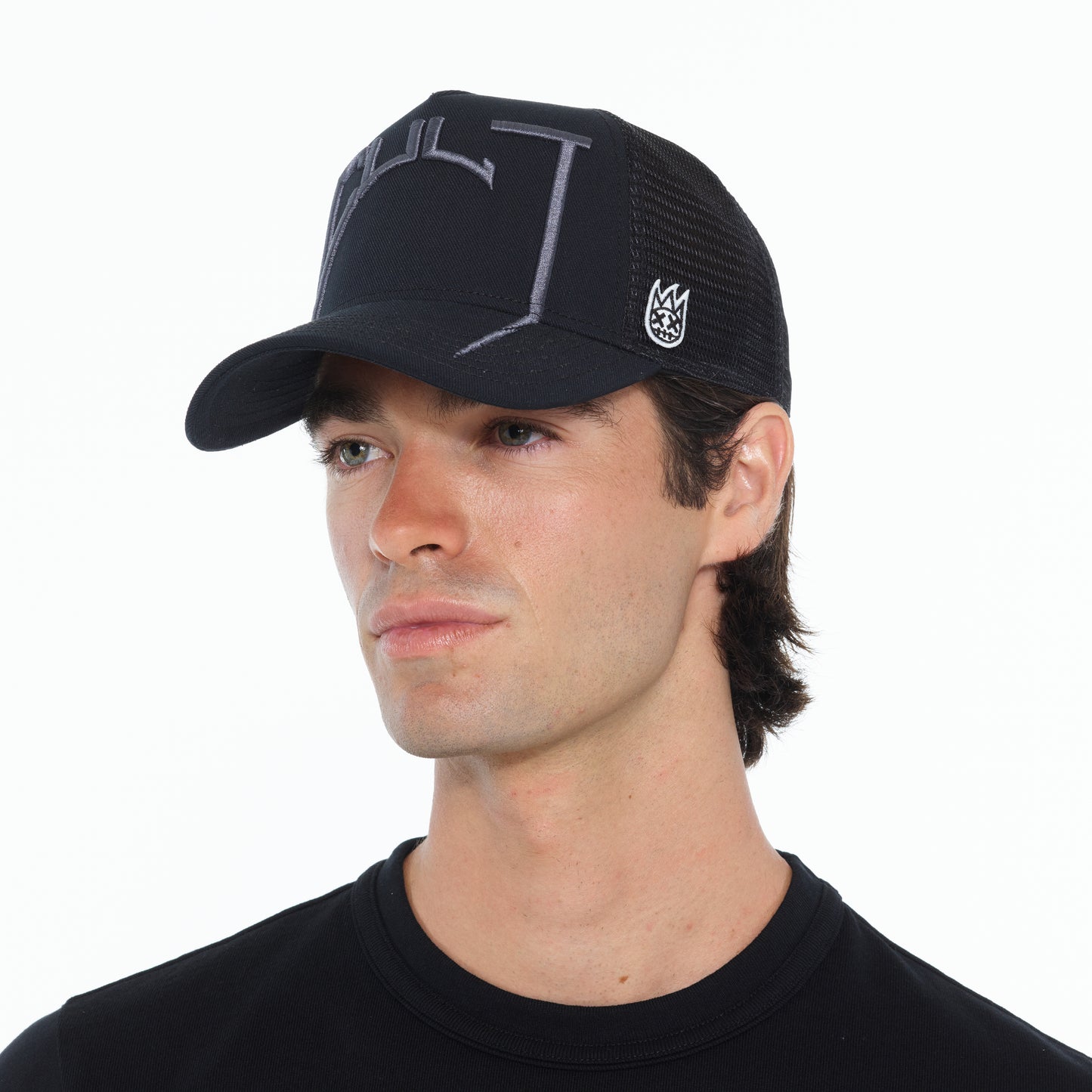 Cult's Arch Logo Mesh Back Trucker Hat in Black