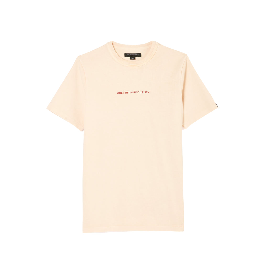 Cult's Short Sleeve Crew Neck Tee "Shimuchan" Logo in Powder Pink