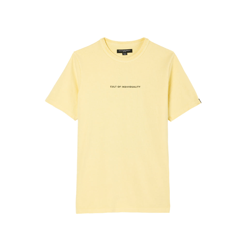 Cult's Short Sleeve Crew Neck Tee "Shimuchan" Logo in Banana