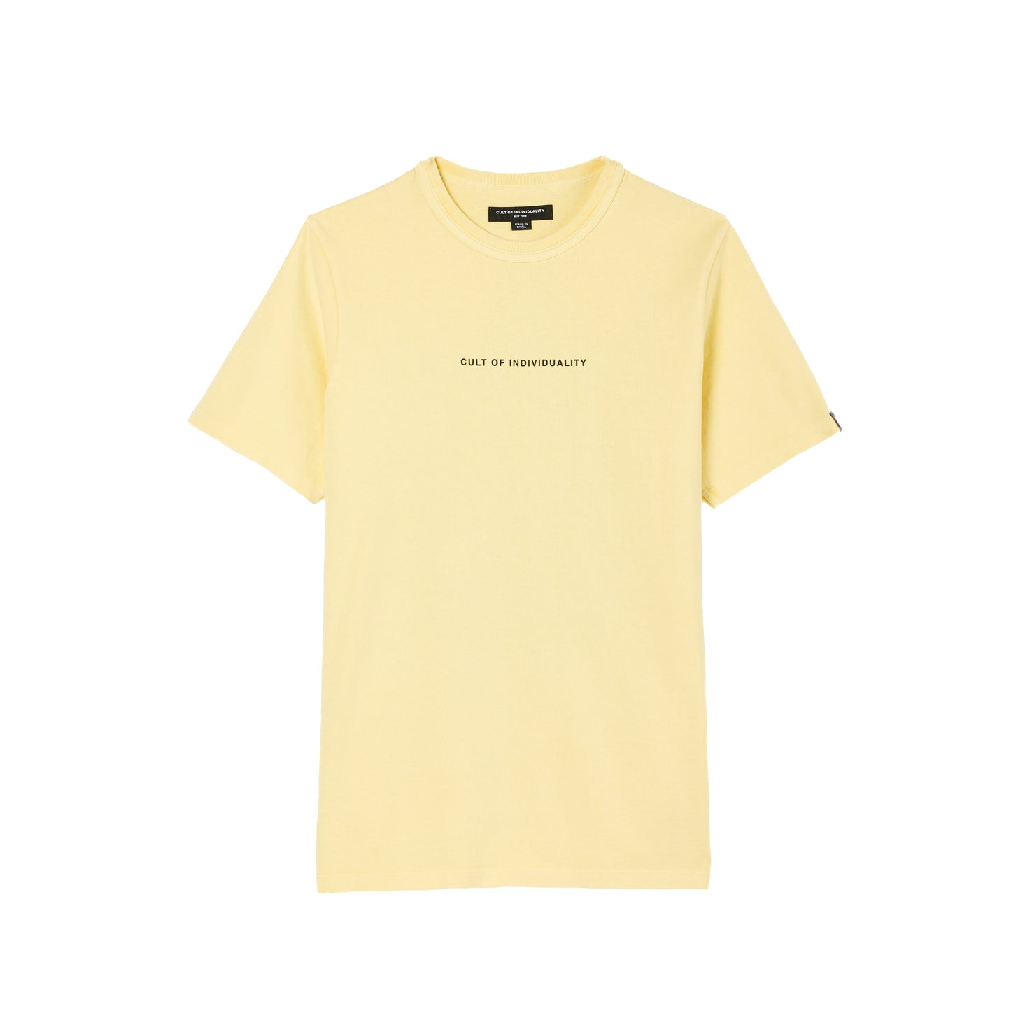 Cult's Short Sleeve Crew Neck Tee "Shimuchan" Logo in Banana