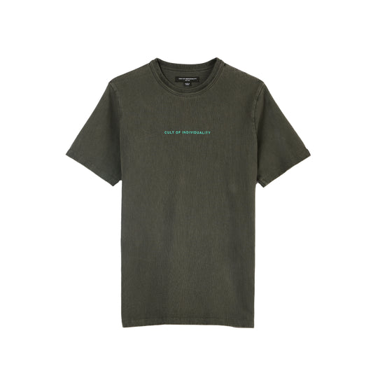 Cult's Short Sleeve Crew Neck Tee "Shimuchan" Logo in Steel