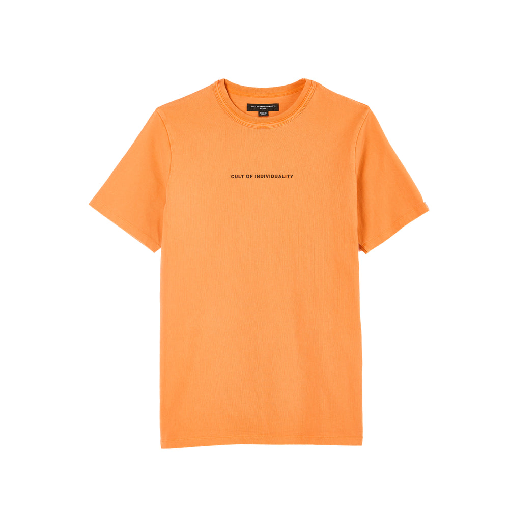 Cult's Short Sleeve Crew Neck Tee "Shimuchan" Logo in Orange