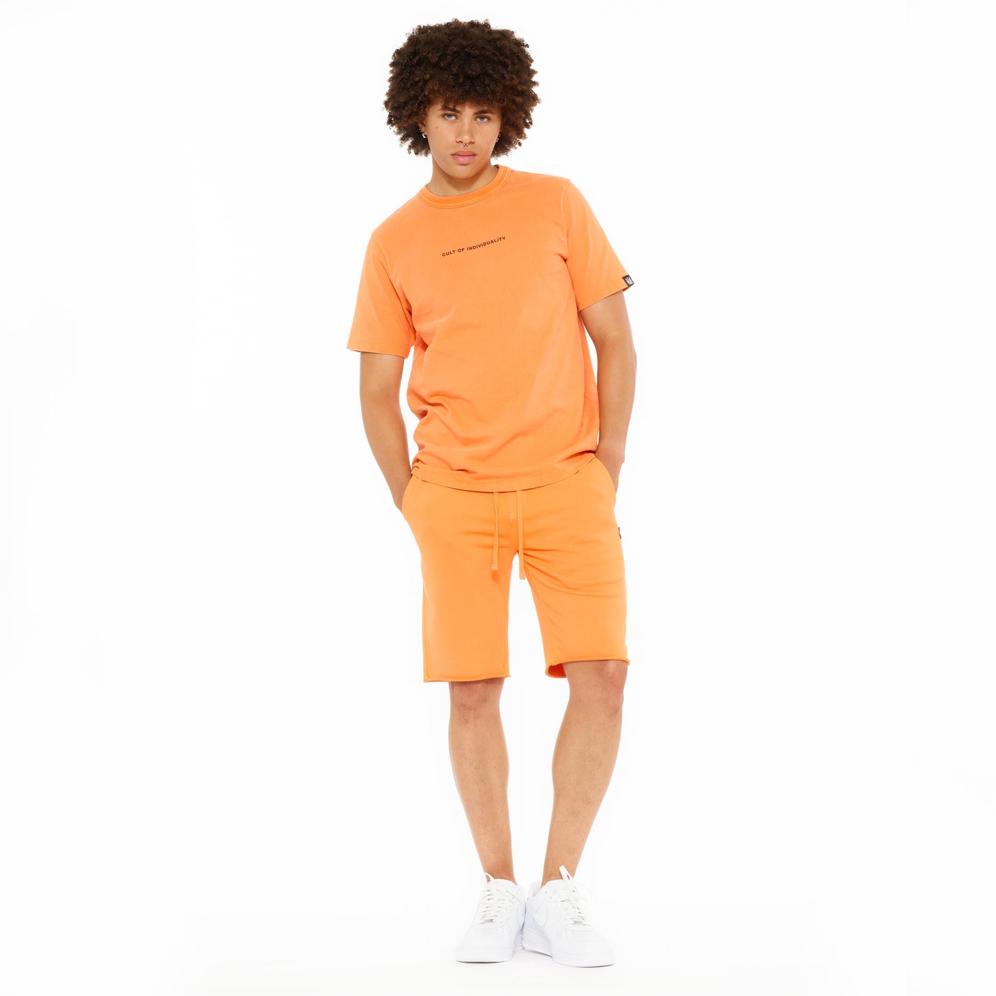 Cult's Short Sleeve Crew Neck Tee "Shimuchan" Logo in Orange