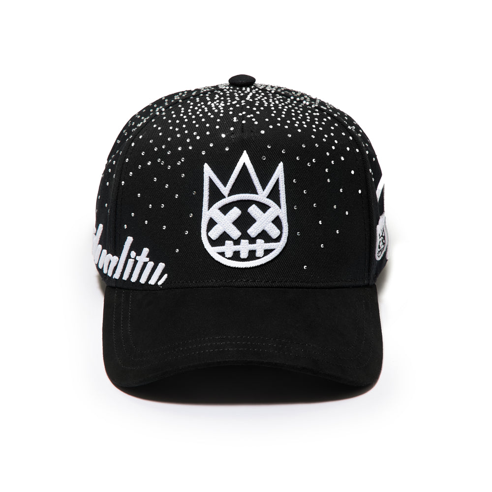 Cult's Exclusive "Crystals" 5 Panel A Frame Trucker Hat in Black