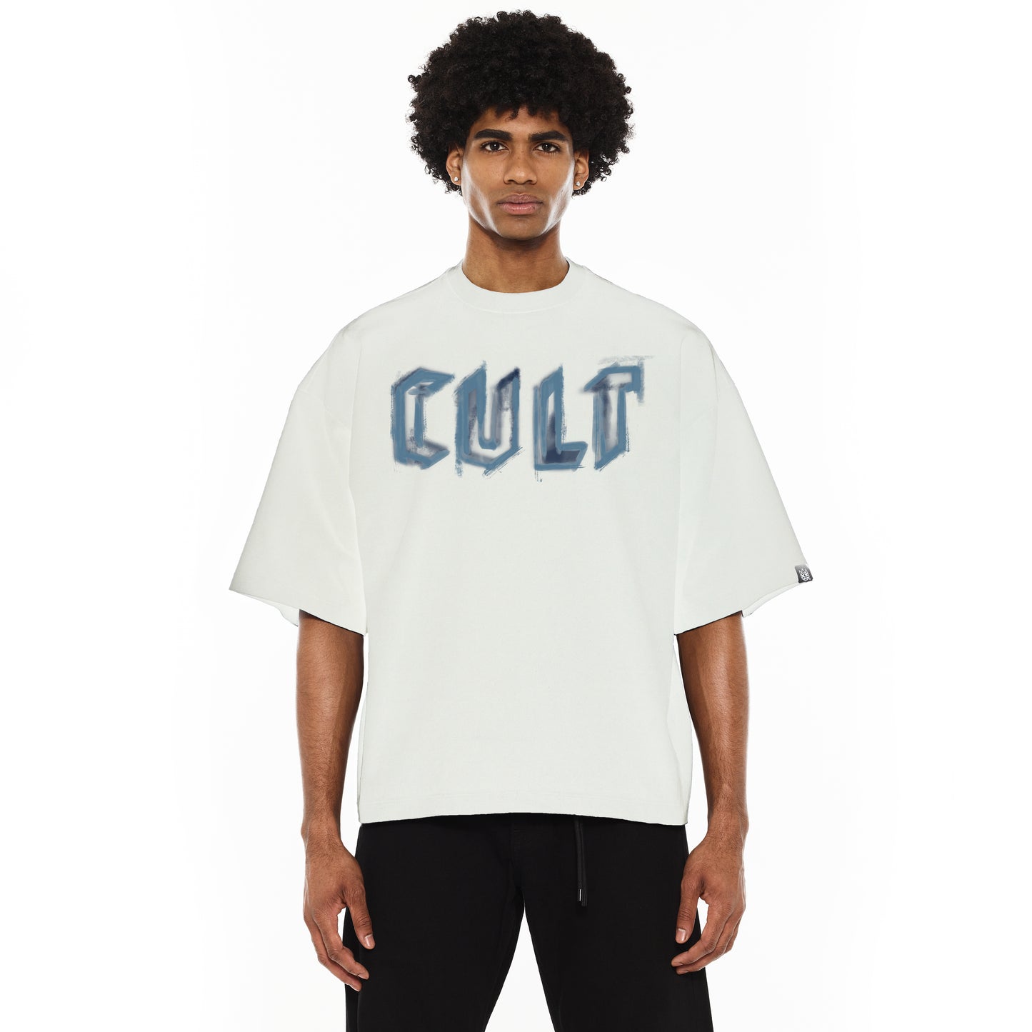 Cult's Oversized Heavyweight Boxy Short Sleeve Crew Neck Tee "Painter" in Winter White