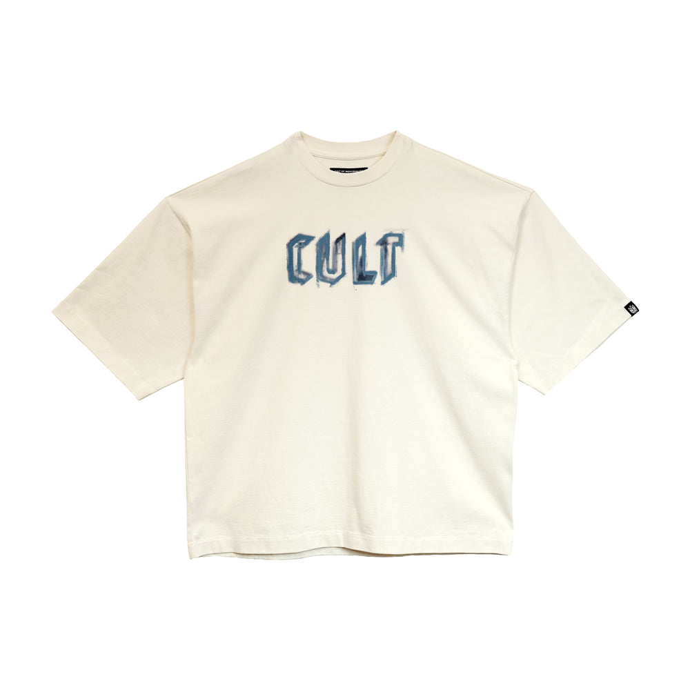 Cult's Oversized Heavyweight Boxy Short Sleeve Crew Neck Tee "Painter" in Winter White