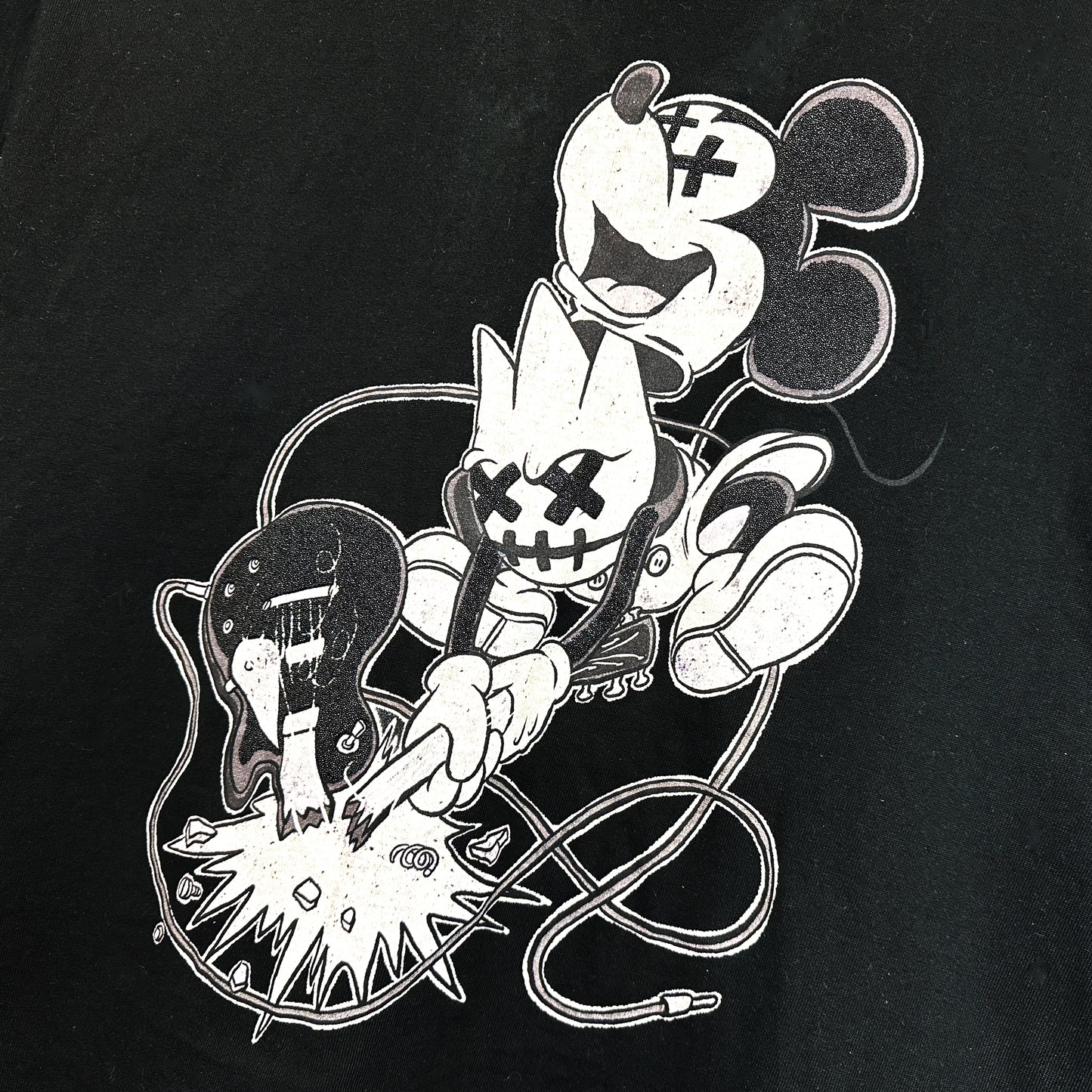 Cult's Oversized Heavyweight Boxy Short Sleeve Crew Neck Tee "No Music No Life" in Black