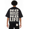 Cult's Oversized Heavyweight Boxy Short Sleeve Crew Neck Tee "No Music No Life" in Black