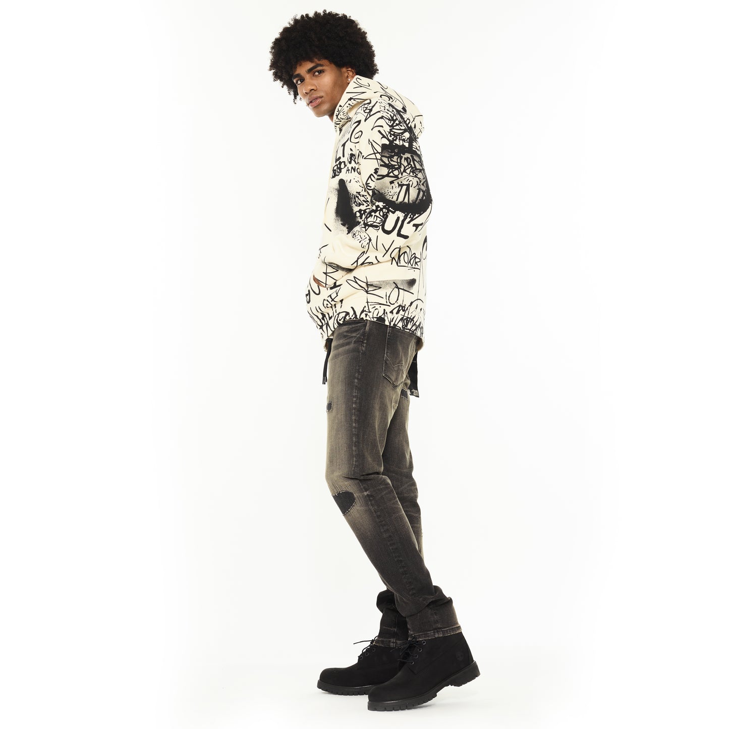 Cult's Zip Novelty Hoody in Winter White