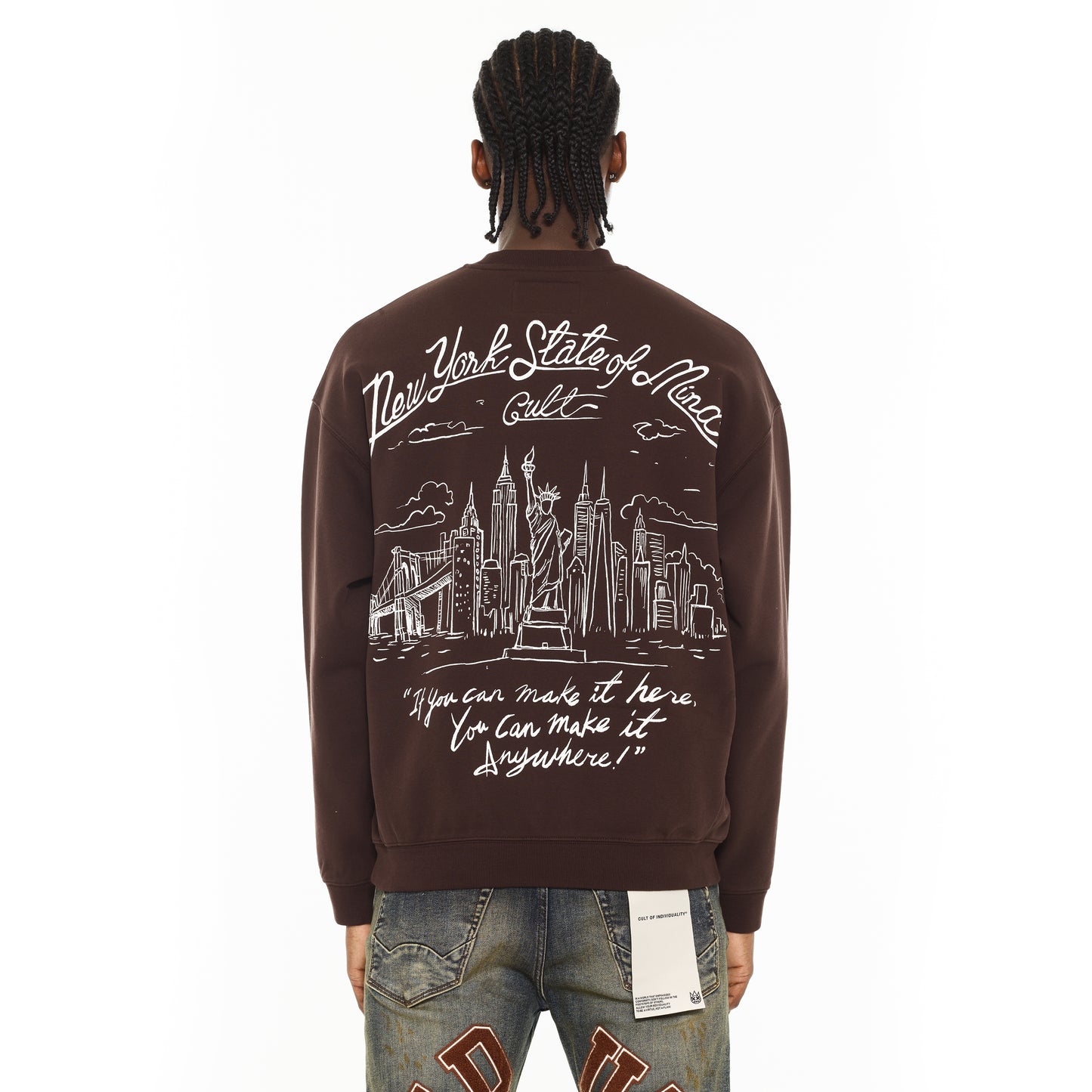 Cult's Novelty Fleece Crew Sweatshirt in Chocolate