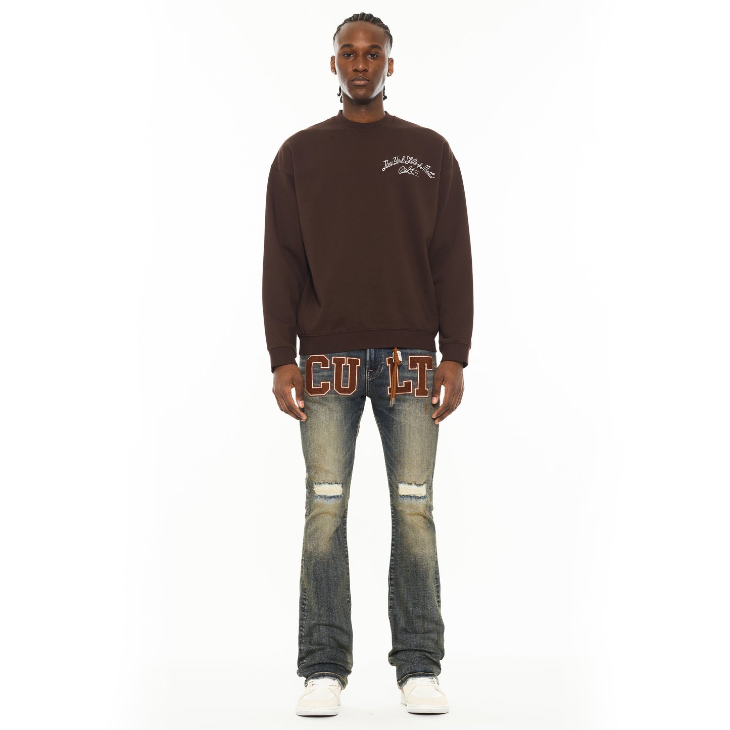 Cult's Novelty Fleece Crew Sweatshirt in Chocolate