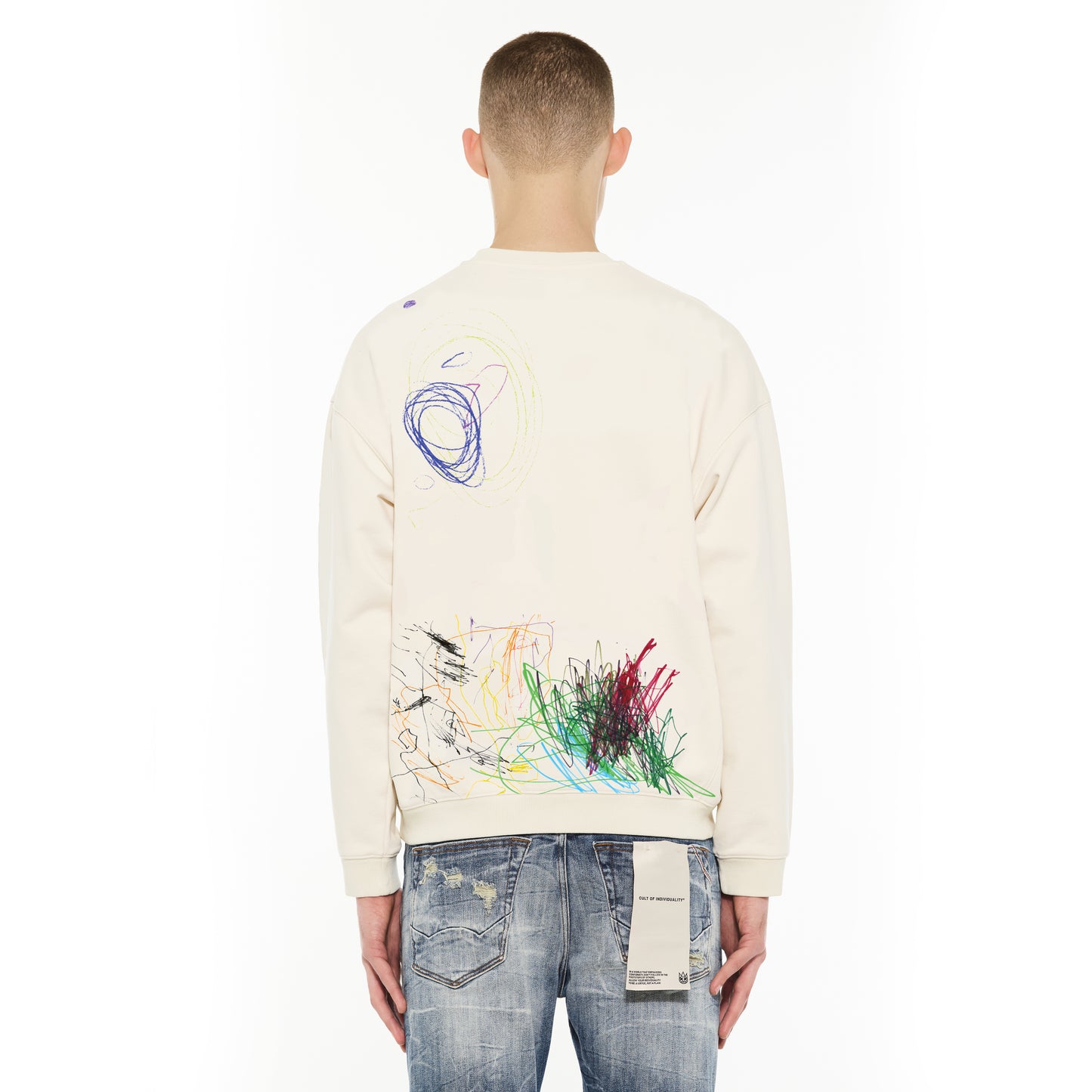 Cult's Novelty Fleece Crew Sweatshirt in Winter White