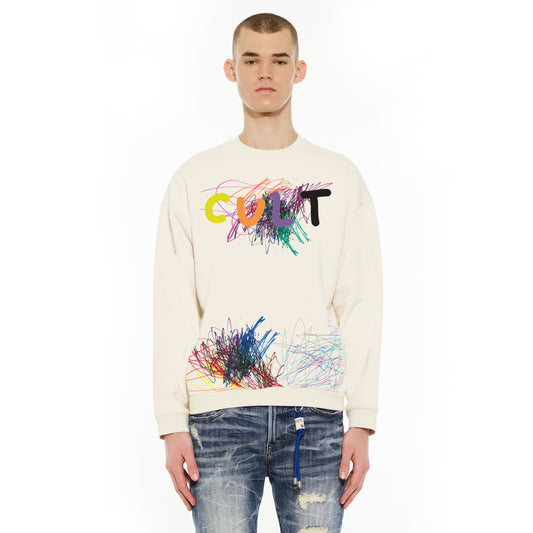 Cult's Novelty Fleece Crew Sweatshirt in Winter White