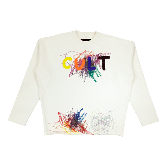 Cult's Novelty Fleece Crew Sweatshirt in Winter White