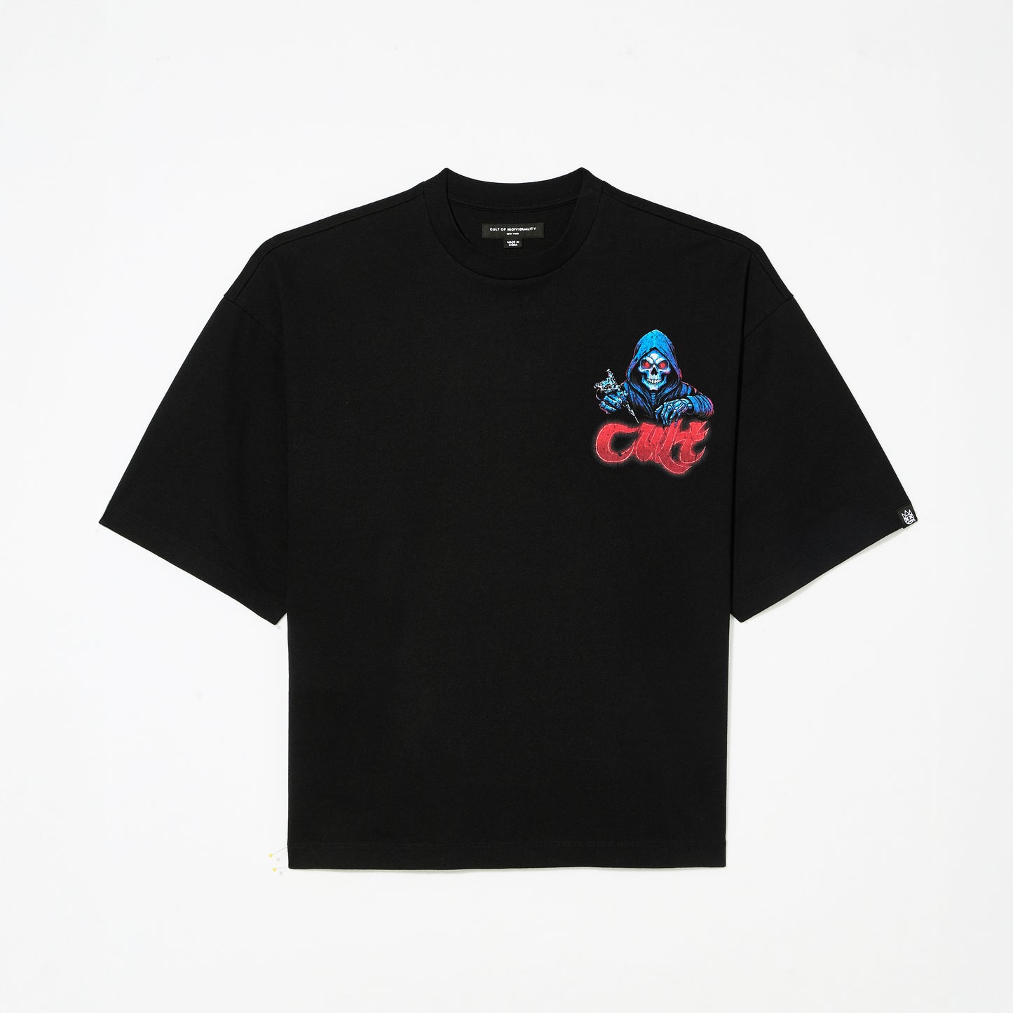 Cult's Oversized Heavyweight Boxy Fit Short Sleeve Crew Neck Tee "Epic Shit" in Black