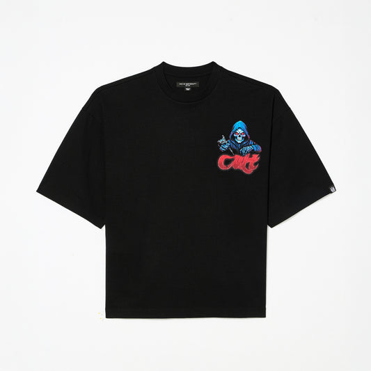 Cult's Oversized Heavyweight Boxy Fit Short Sleeve Crew Neck Tee "Epic Shit" in Black