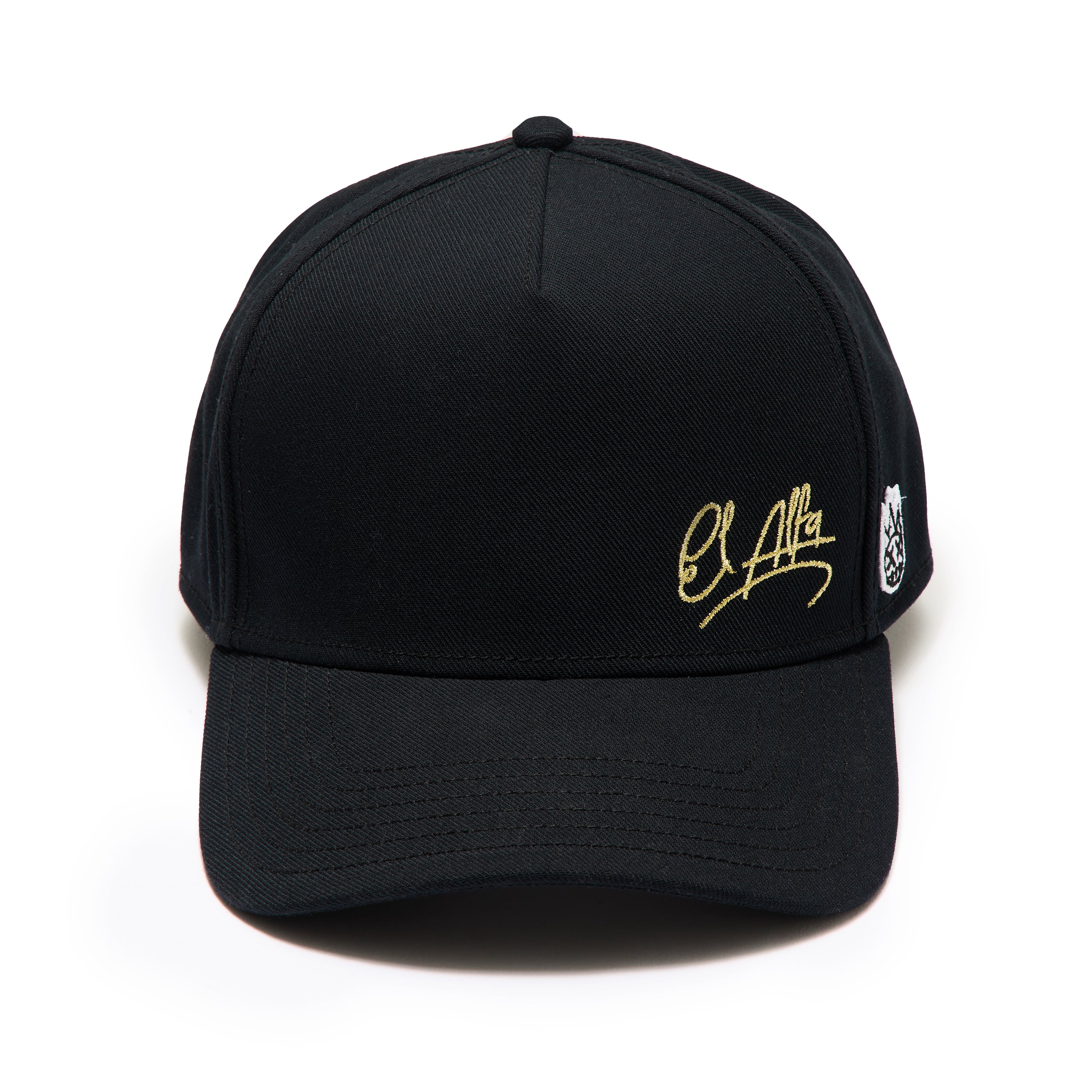 Cult x El Alfa Gold Signature 5 Panel A Frame Trucker Hat in Black