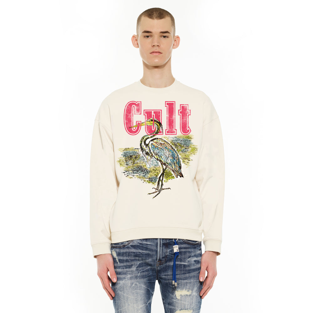 Cult's Novelty Fleece Crew Sweatshirt in Winter White