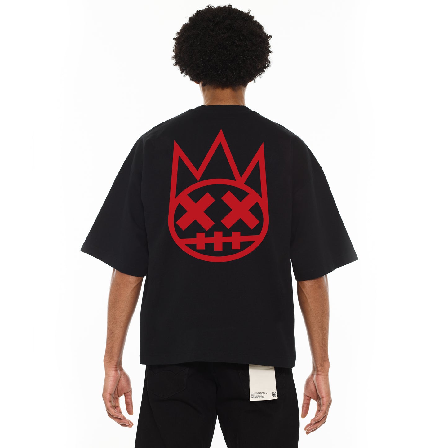 Cult's Oversized Heavyweight Boxy Fit Short Sleeve Crew Neck Tee "Arch Logo" in Black