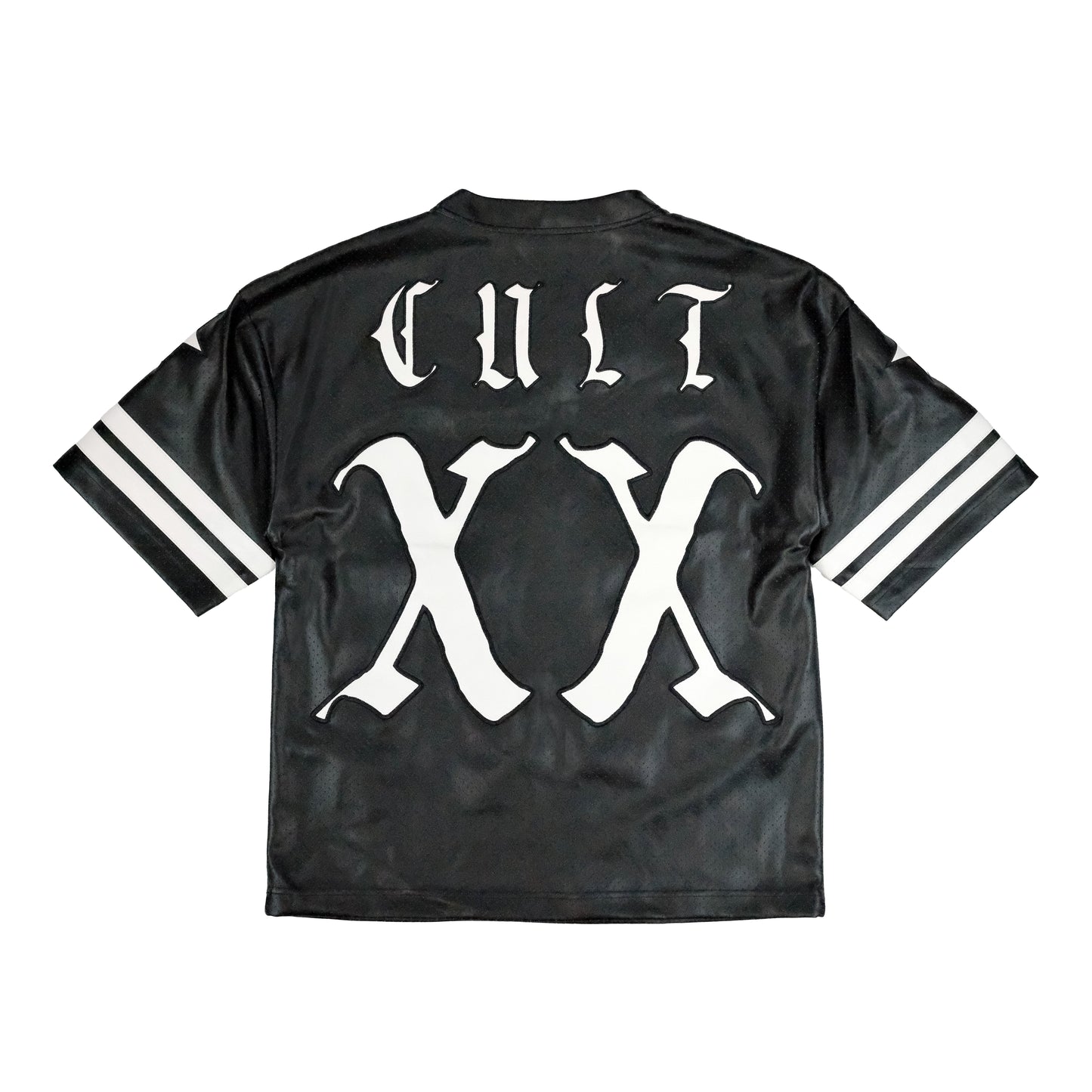 Cult's Leather Football Jersey in Black Faux Leather