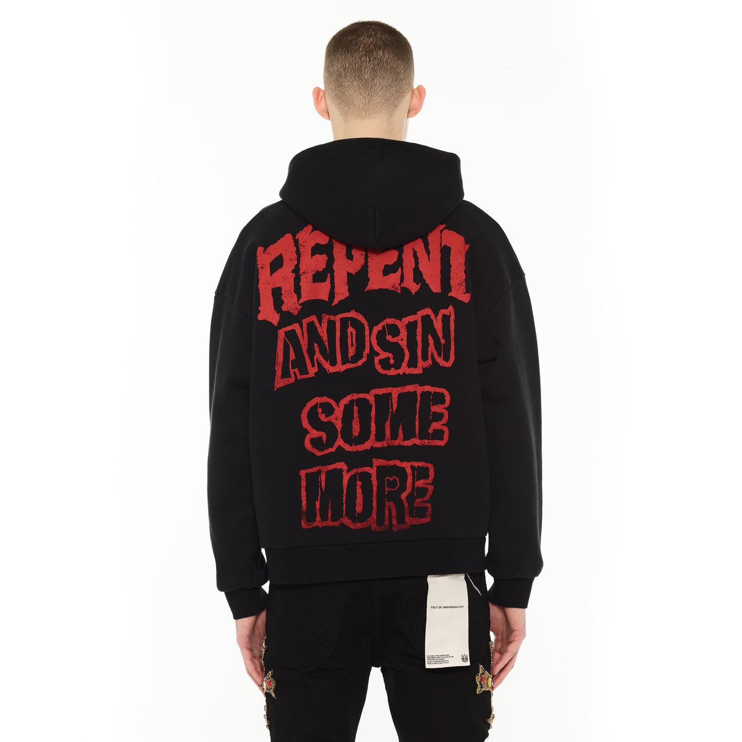 Cult's Pullover Novelty Hoody "Repent" in Black