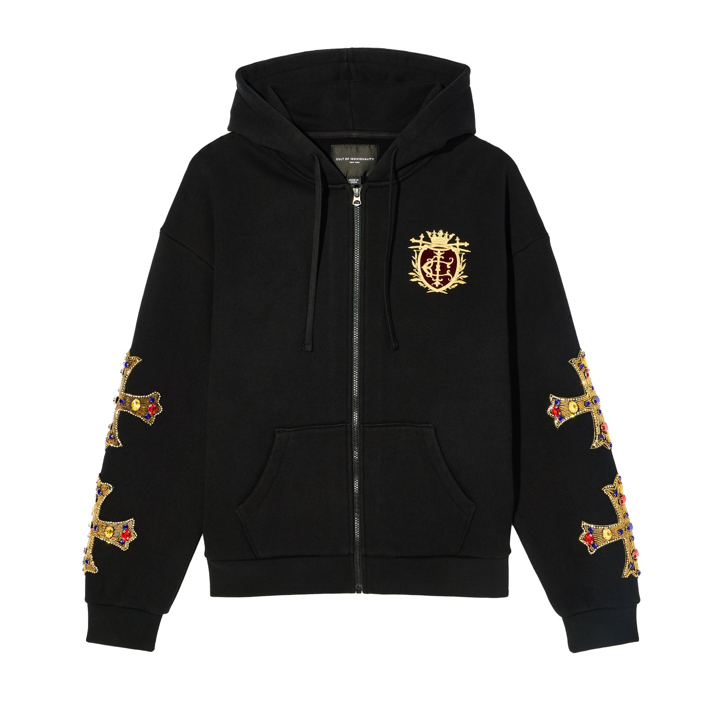 Cult's Zip Novelty Hoody "Family Crest" in Black