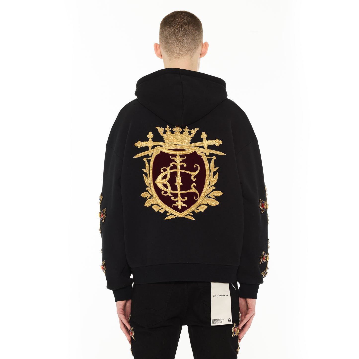 Cult's Zip Novelty Hoody "Family Crest" in Black