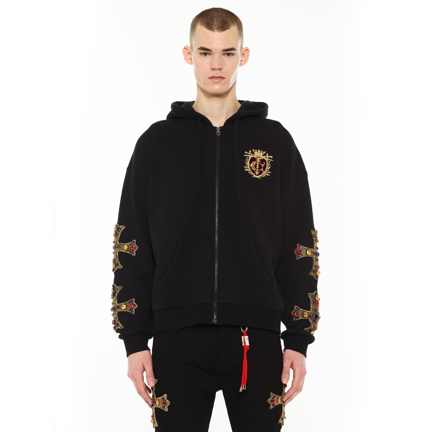 Cult's Zip Novelty Hoody "Family Crest" in Black